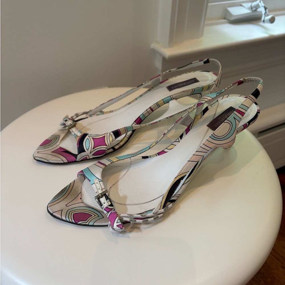 Emilio Pucci Colourful Slingback Sandal Heels